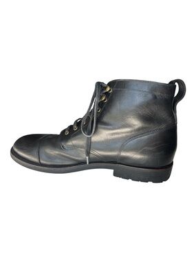 J. Crew Kenton Black Leather Cap Toe Boots with lug sole | size 12